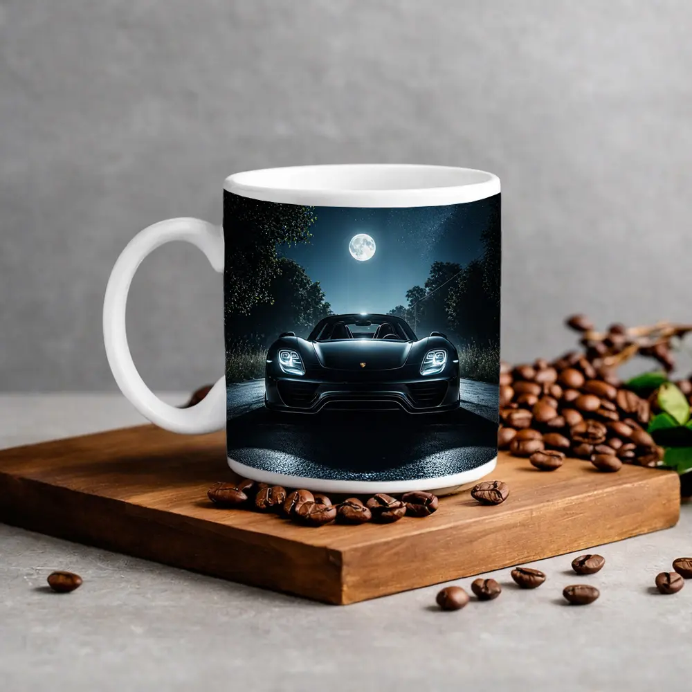 Porsche 918 Spyder Night Road Moon – Mugs