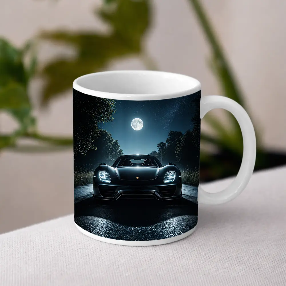 Porsche 918 Spyder Night Road Moon – Mugs
