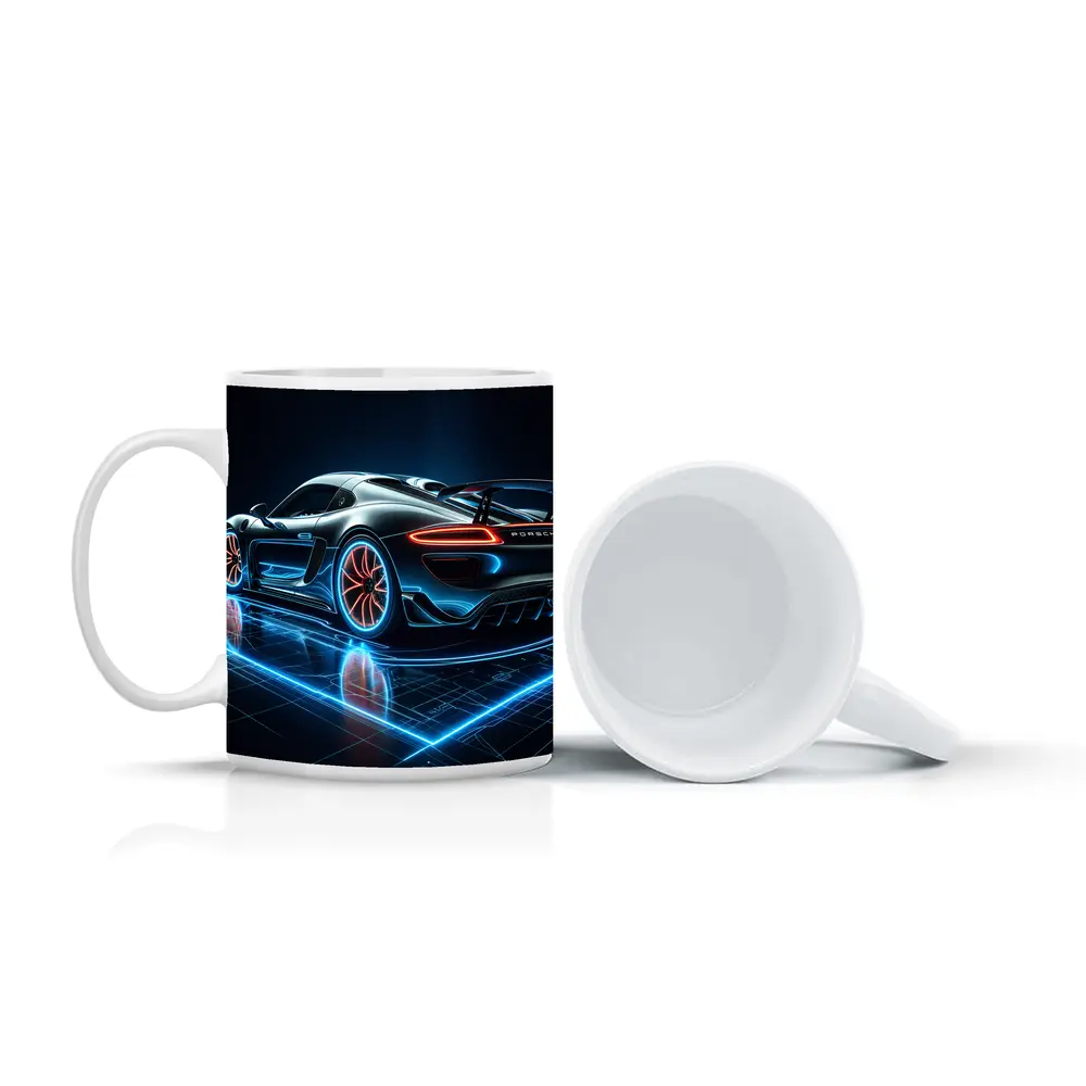 Porsche 918 Spyder Neon Dark Background – Mugs