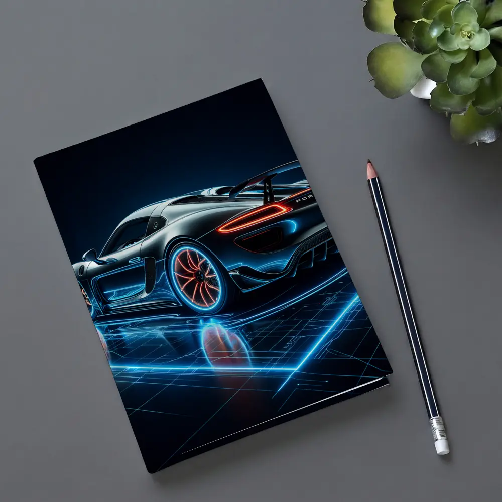 Porsche 918 Spyder Neon Dark Background – Notebooks