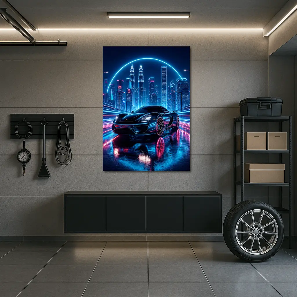 Porsche 918 Spyder Neon City Night – Wall Art