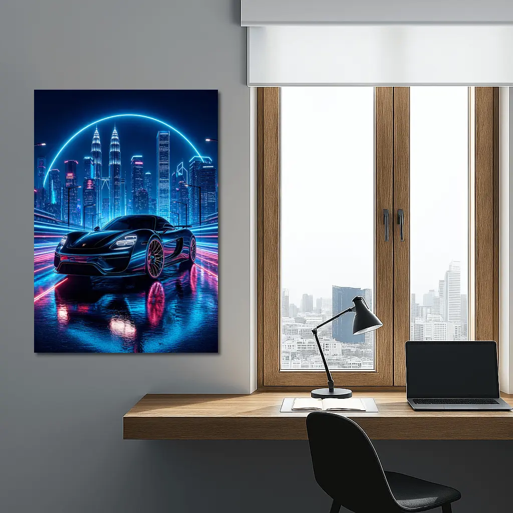 Porsche 918 Spyder Neon City Night – Wall Art