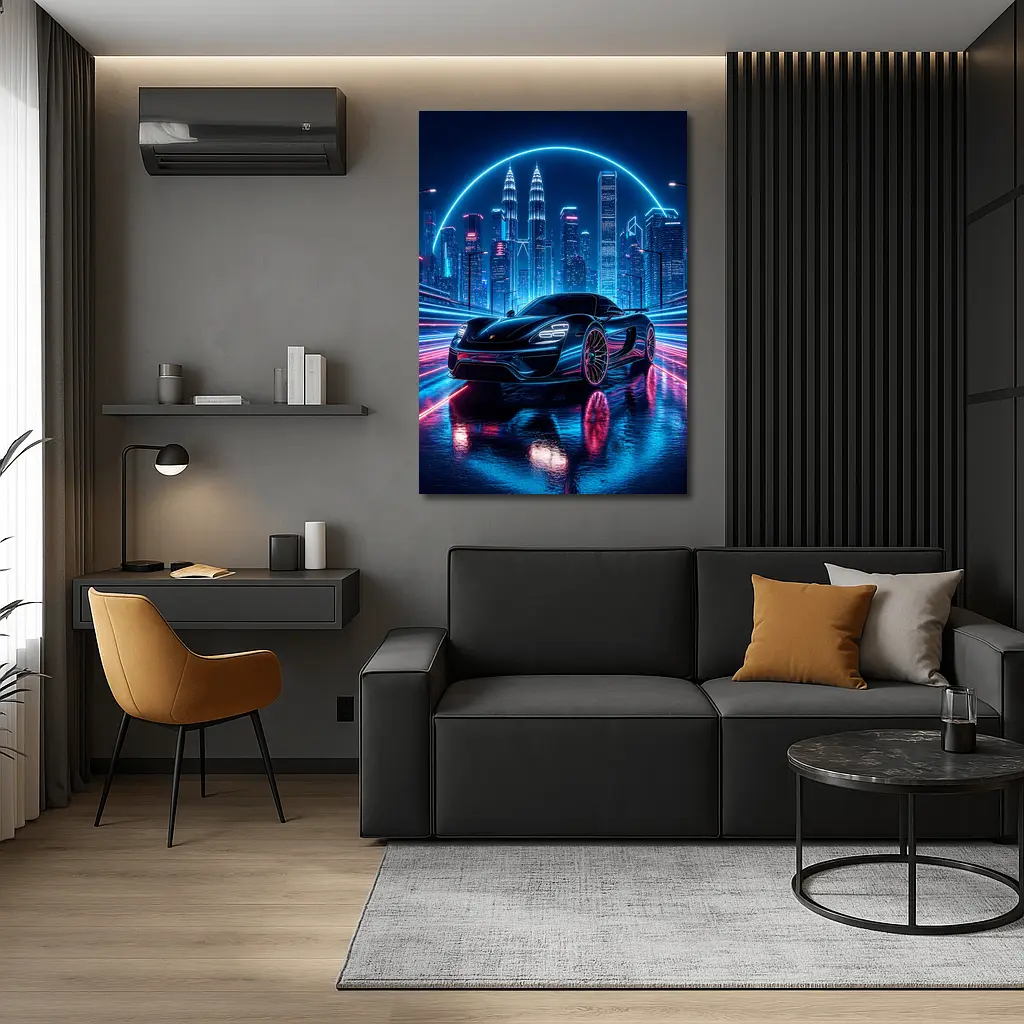 Porsche 918 Spyder Neon City Night – Wall Art