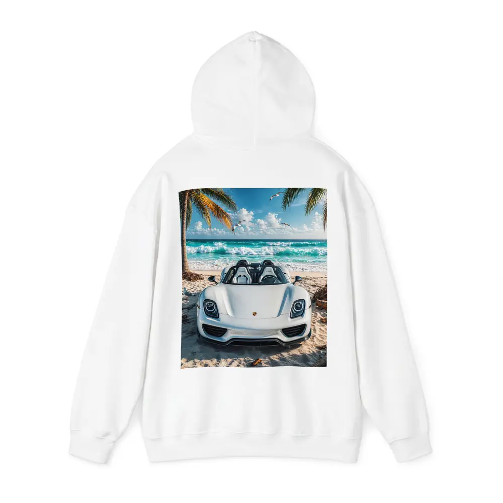 Porsche 918 Spyder White Beach Scene – Hoodies