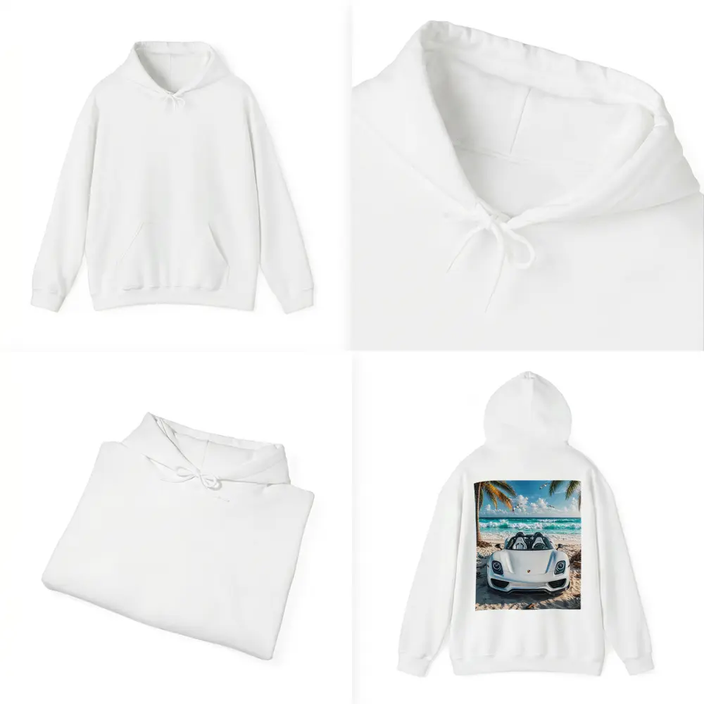 Porsche 918 Spyder White Beach Scene – Hoodies