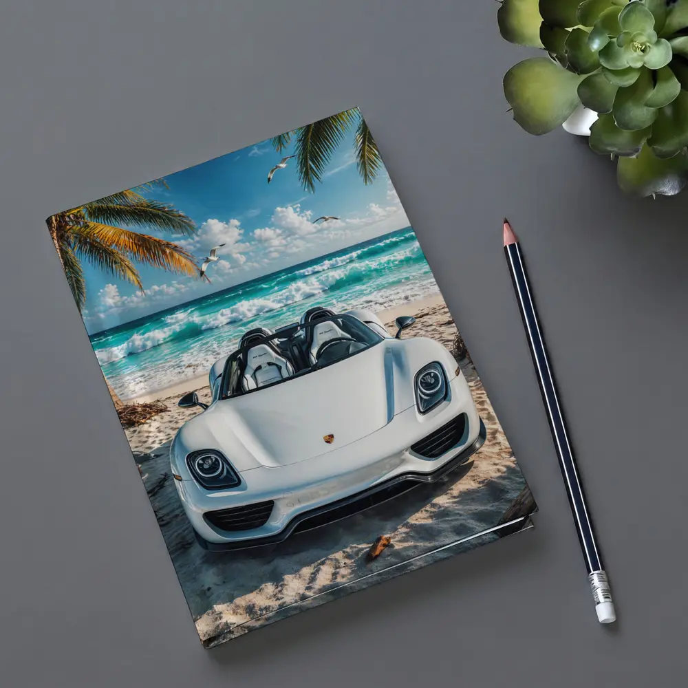 Porsche 918 Spyder White Beach Scene – Notebooks