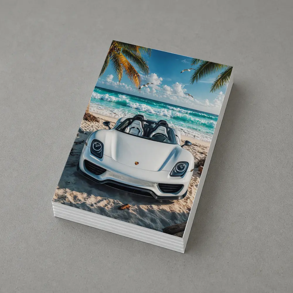 Porsche 918 Spyder White Beach Scene – Postcards