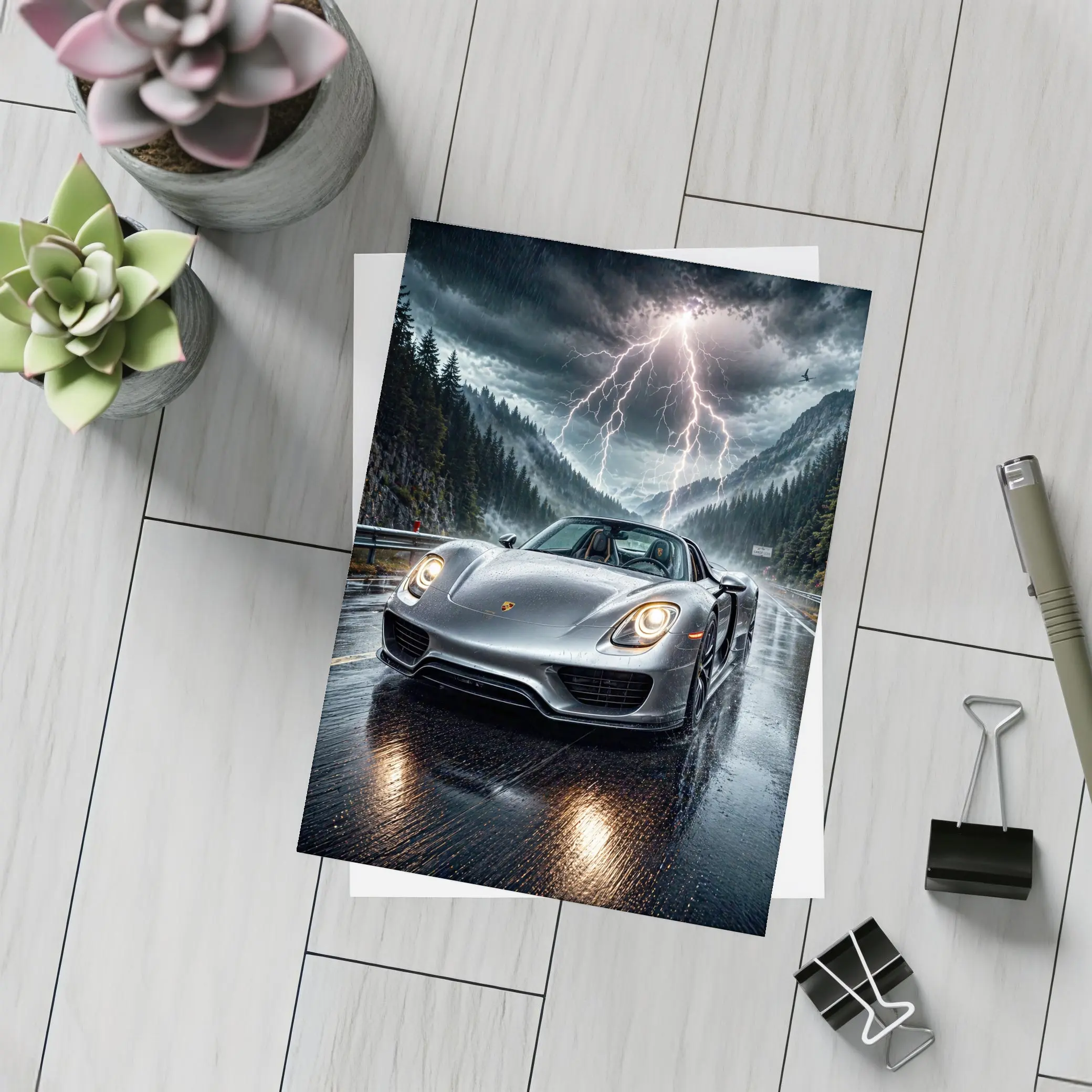 Porsche 918 Spyder Stormy Mountain Road – Postcards