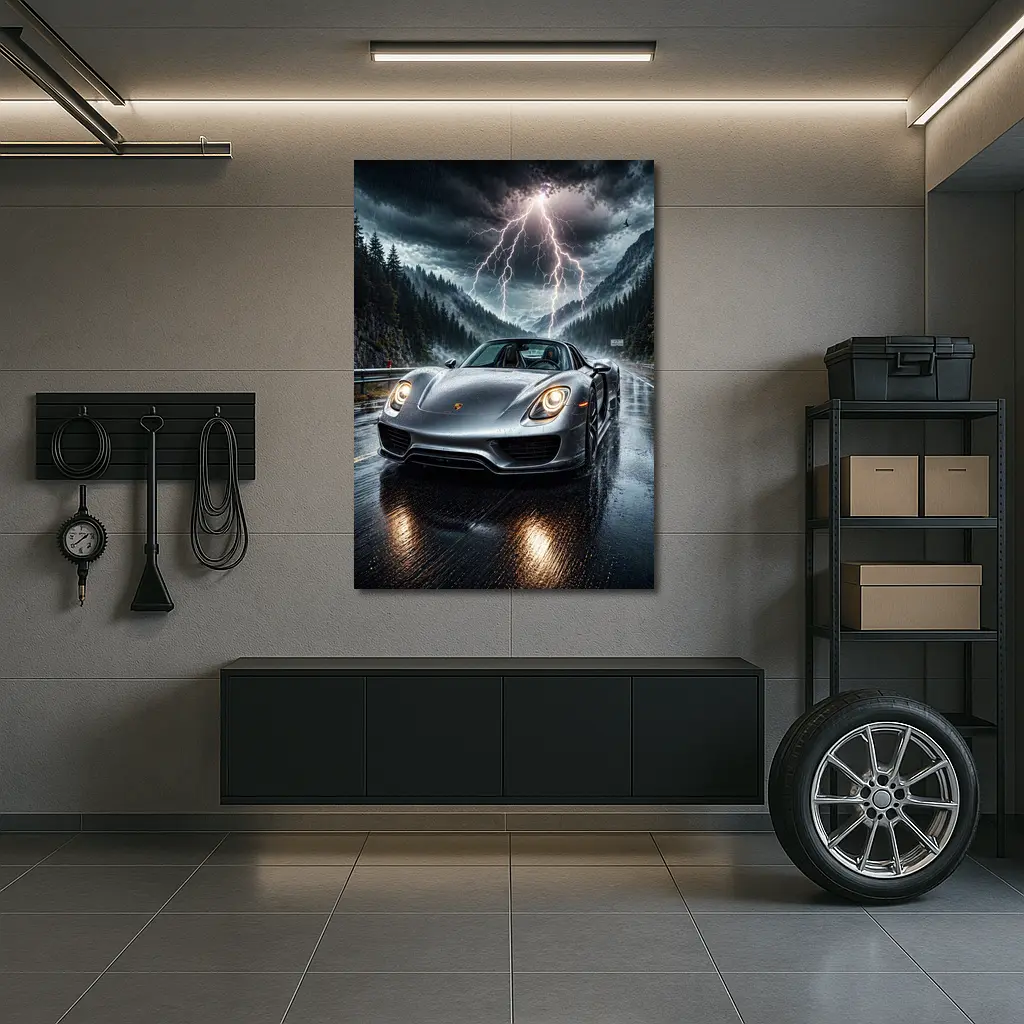 Porsche 918 Spyder Stormy Mountain Road – Wall Art
