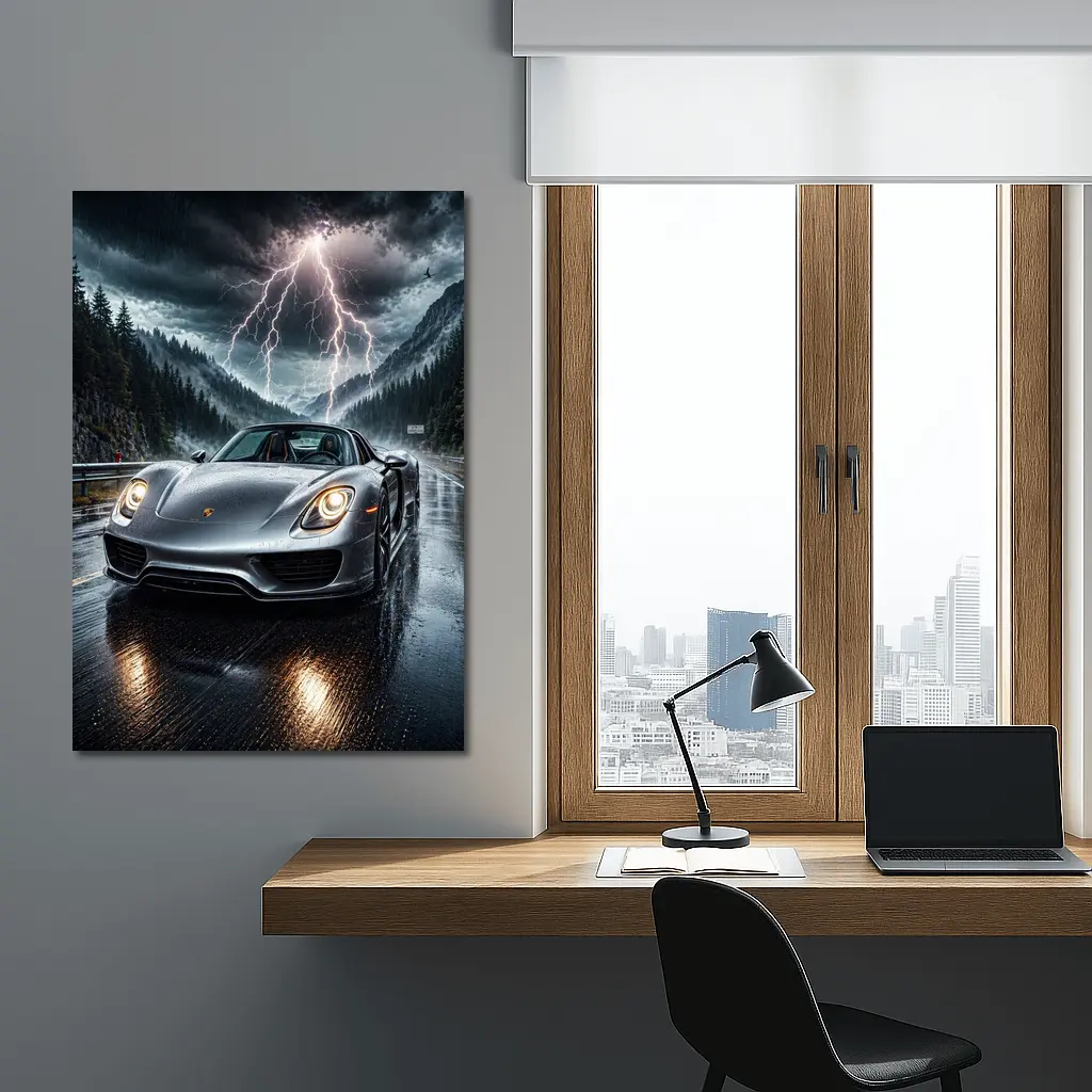 Porsche 918 Spyder Stormy Mountain Road – Wall Art