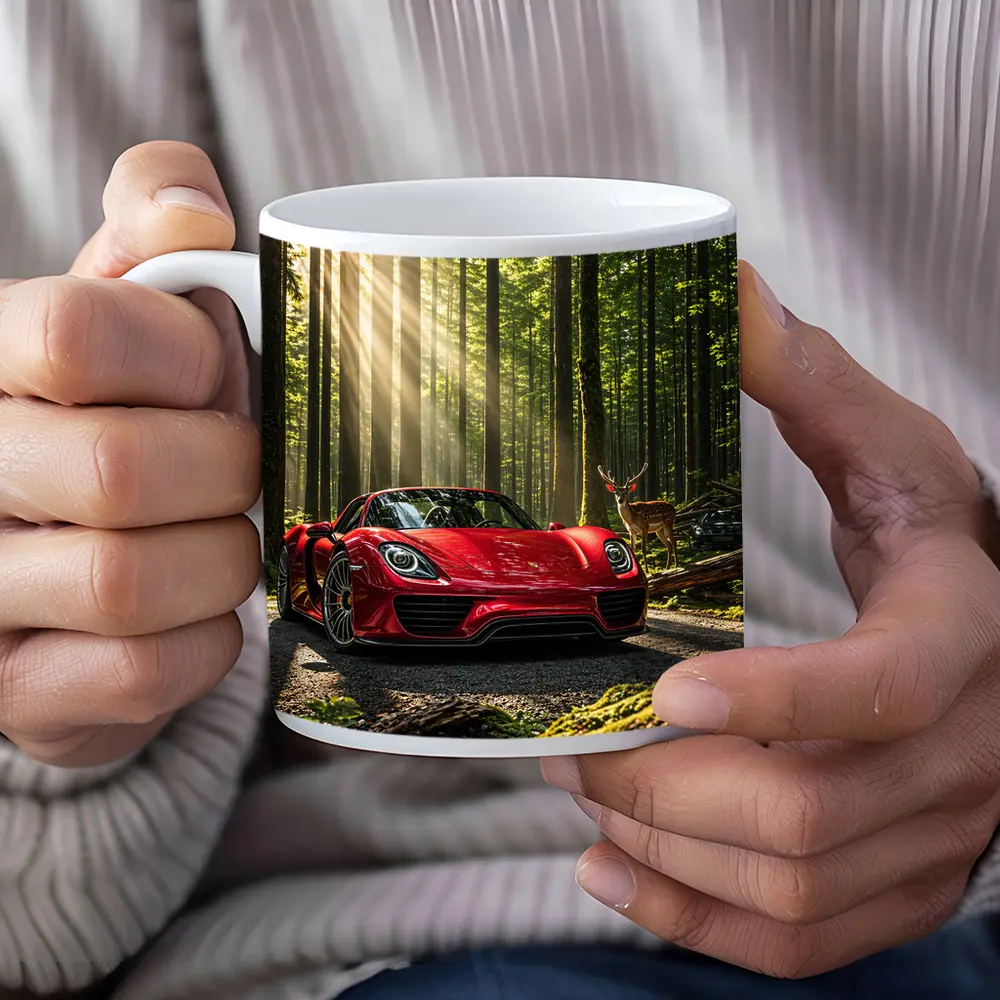 Red Porsche 918 Spyder Forest Deer – Mugs