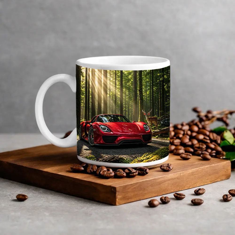 Red Porsche 918 Spyder Forest Deer – Mugs
