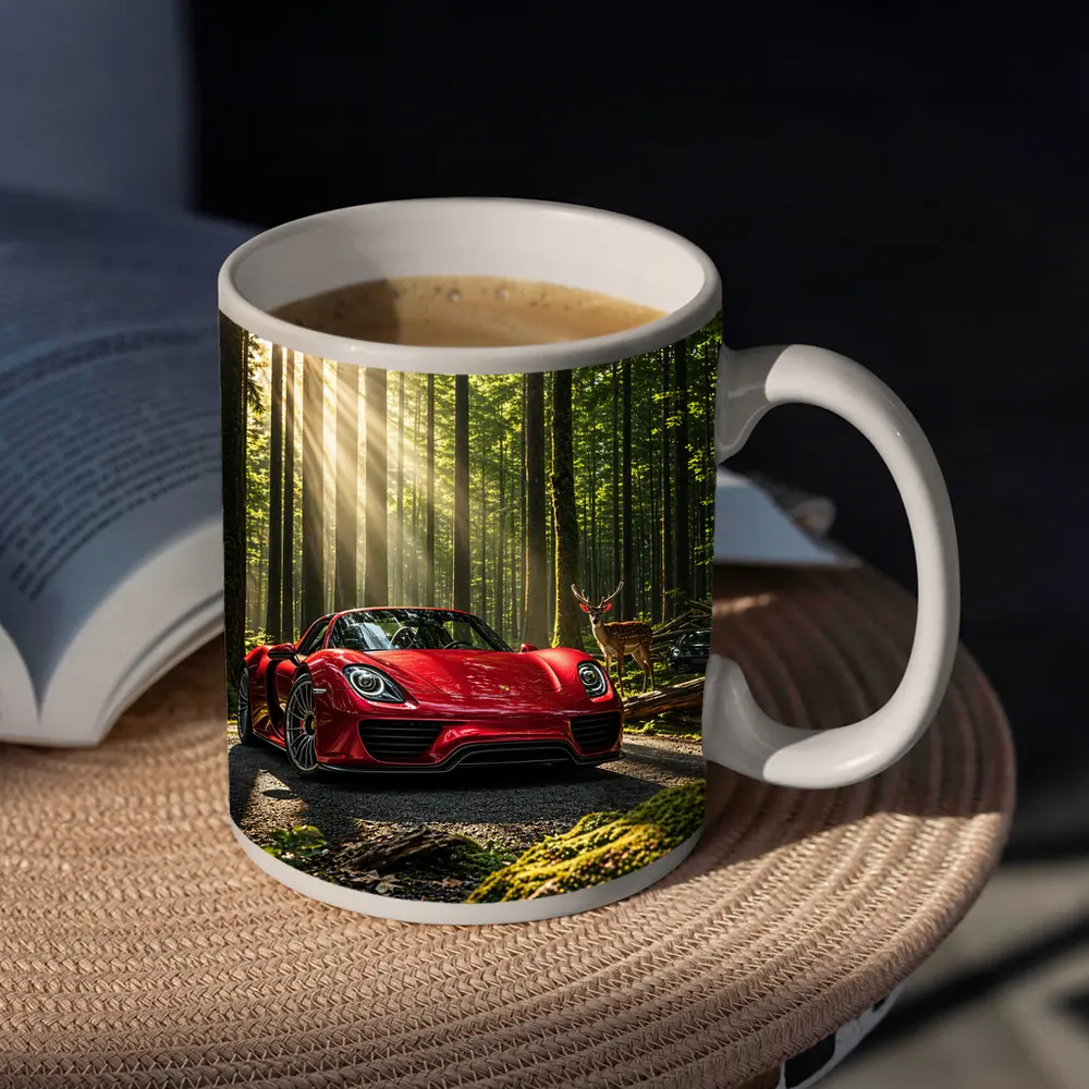 Red Porsche 918 Spyder Forest Deer – Mugs