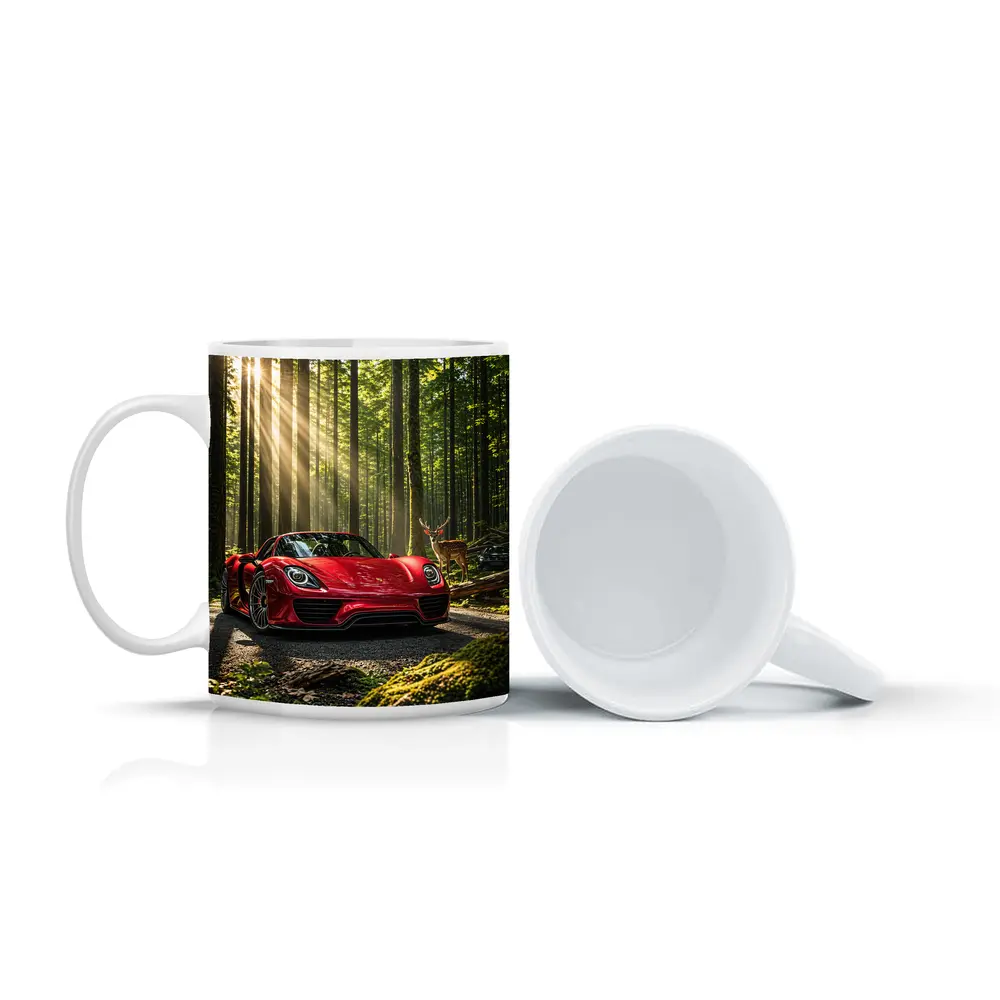 Red Porsche 918 Spyder Forest Deer – Mugs