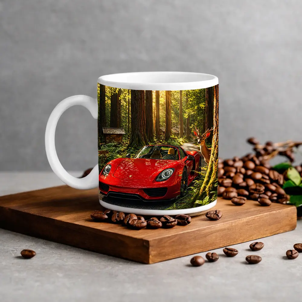 Porsche 918 Spyder Red Forest Setting – Mugs