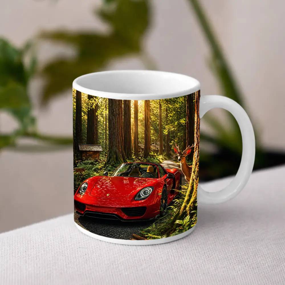 Porsche 918 Spyder Red Forest Setting – Mugs