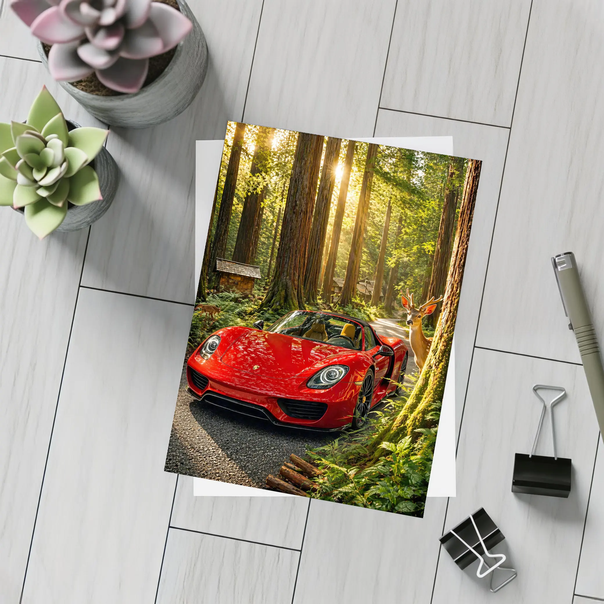 Porsche 918 Spyder Red Forest Setting – Postcards
