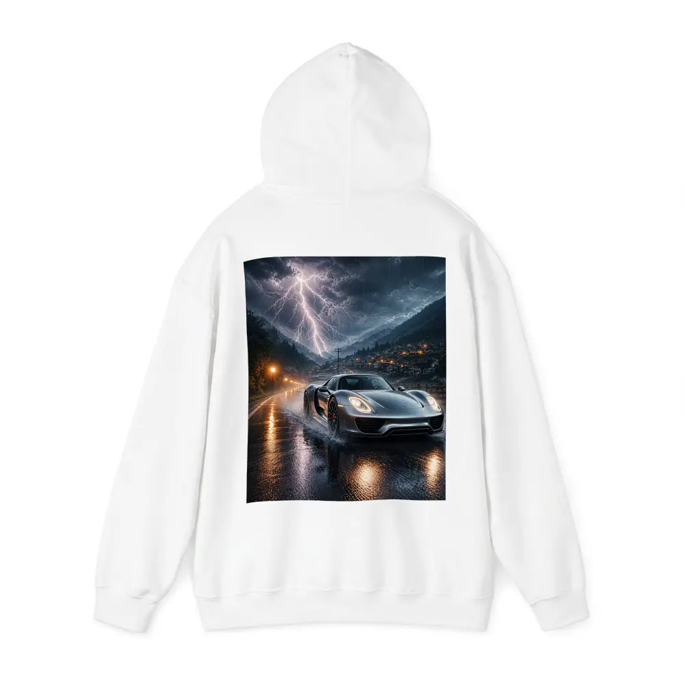 Porsche 918 Spyder Thunderstorm Rainy Road – Hoodies