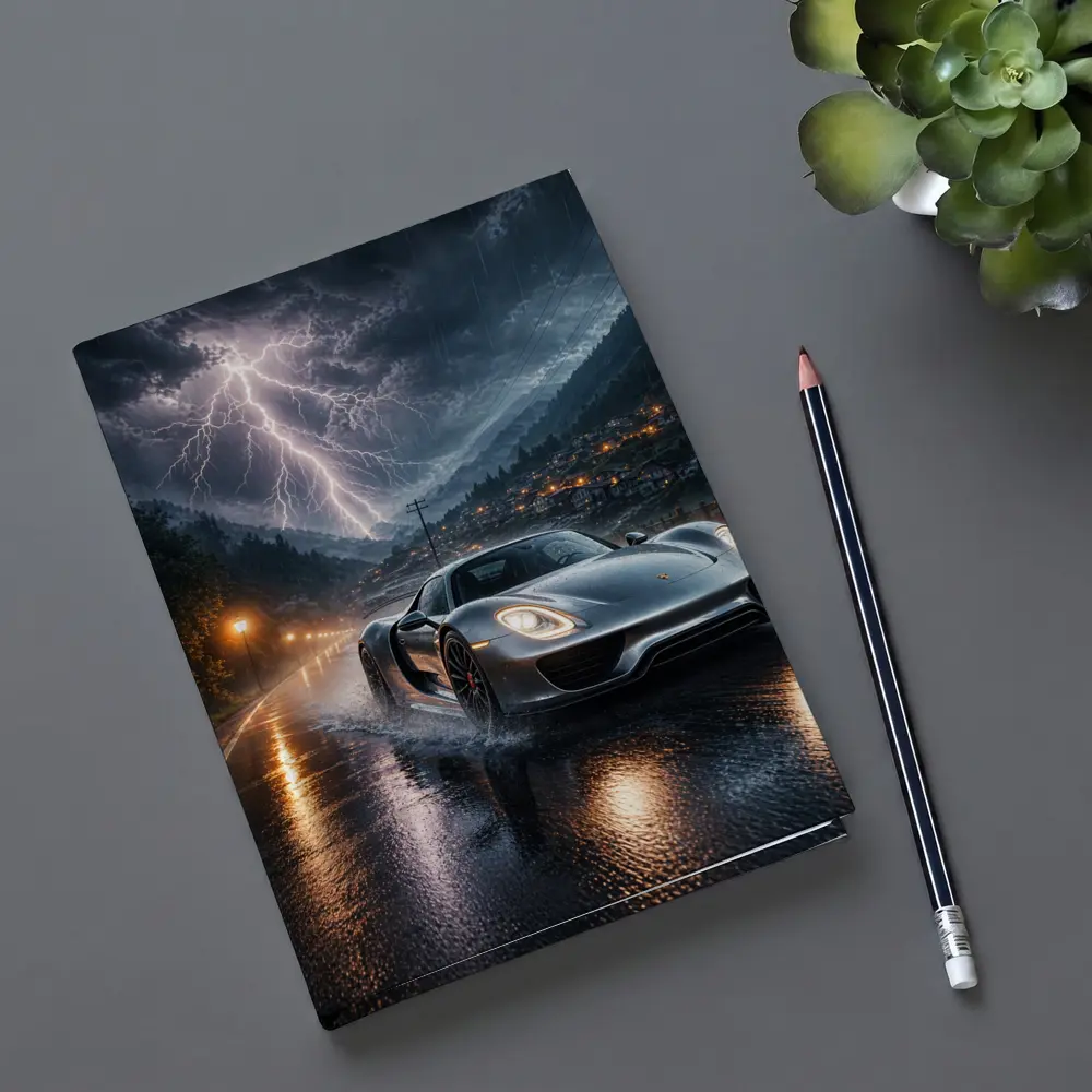 Porsche 918 Spyder Thunderstorm Rainy Road – Notebooks