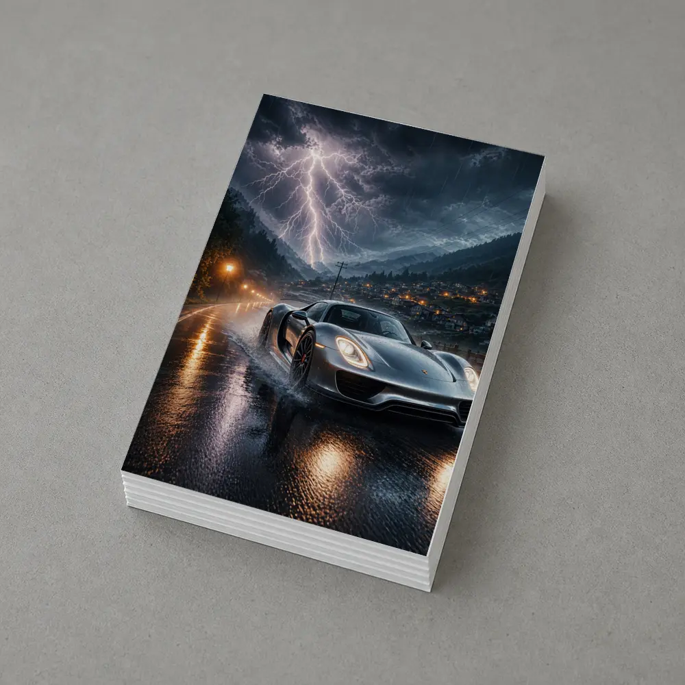 Porsche 918 Spyder Thunderstorm Rainy Road – Postcards