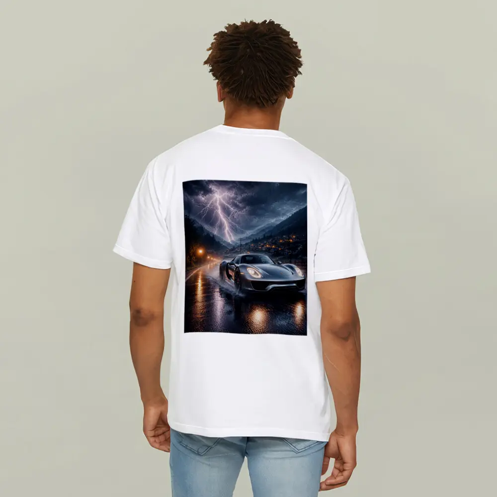 Porsche 918 Spyder Thunderstorm Rainy Road – T-Shirts