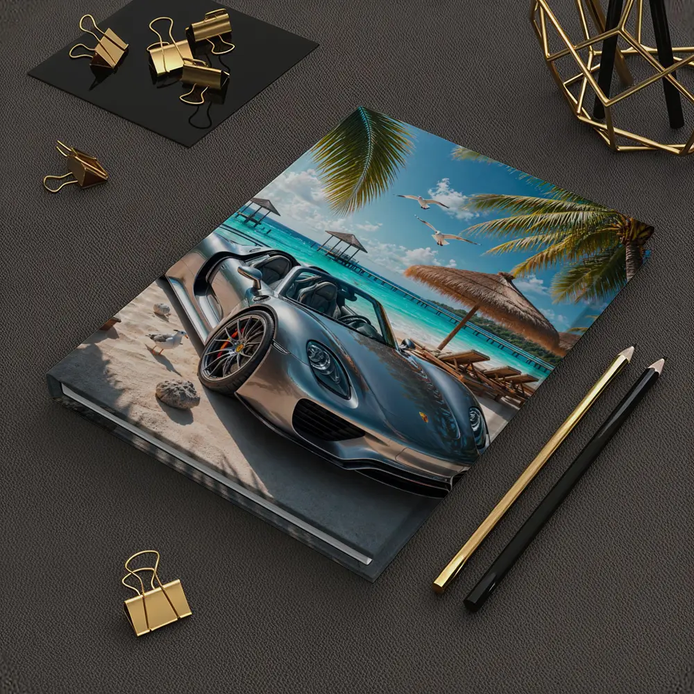 Porsche 918 Spyder Silver Beach Scene – Notebooks