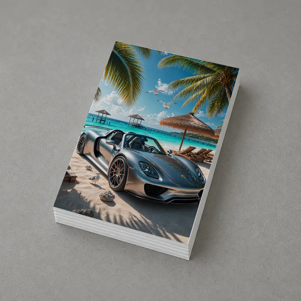 Porsche 918 Spyder Silver Beach Scene – Postcards