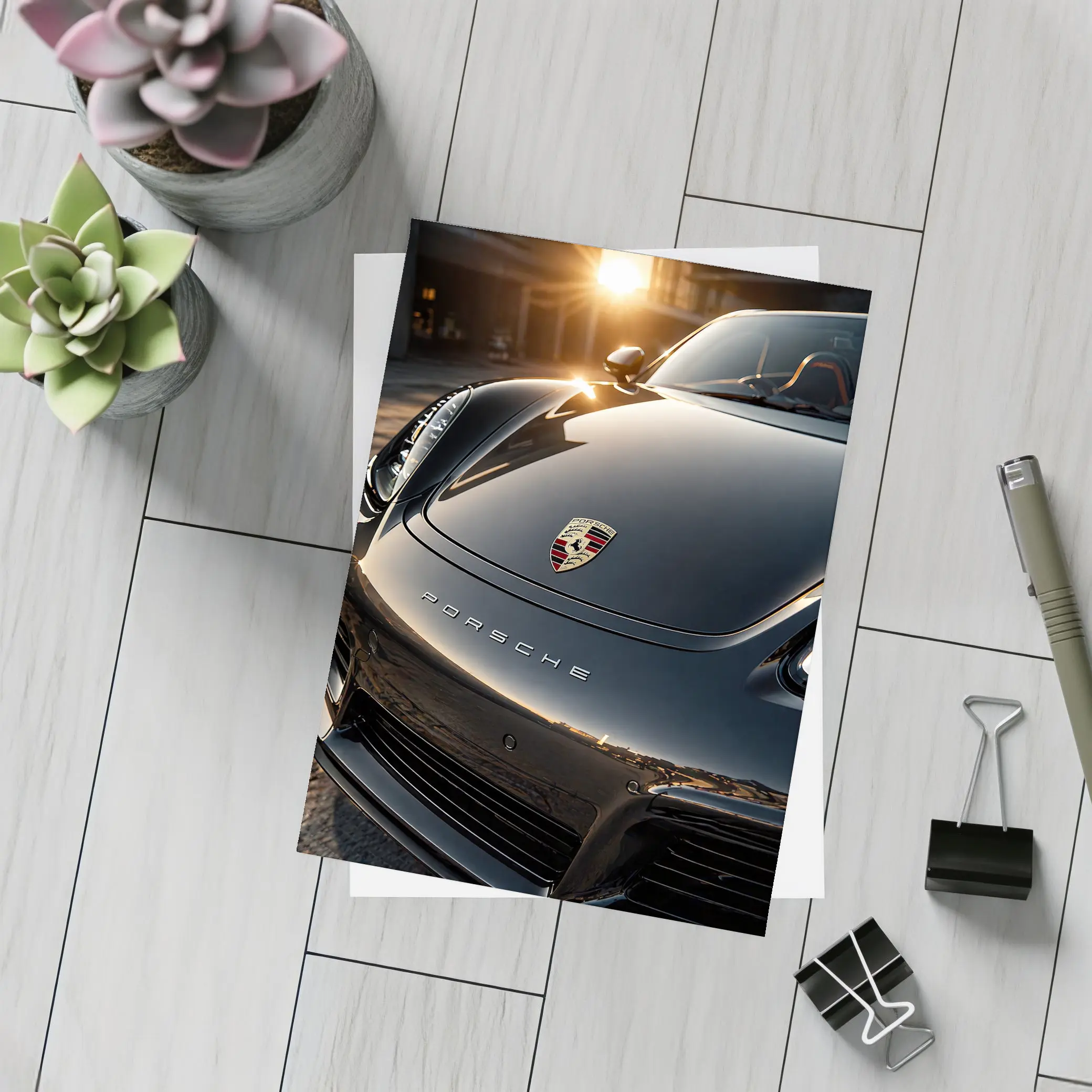 Porsche Boxster Black Hood Sunset Light – Postcards