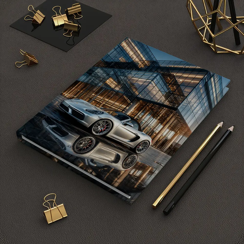 Porsche Boxster Silver Glass Building Sunset – Notebooks