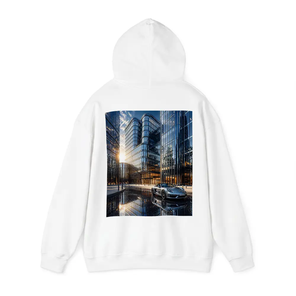 Porsche Boxster Silver Beside Glass Buildings – Hoodies
