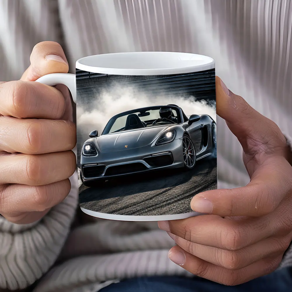 Porsche Boxster Drifting on Racing Track – Mugs
