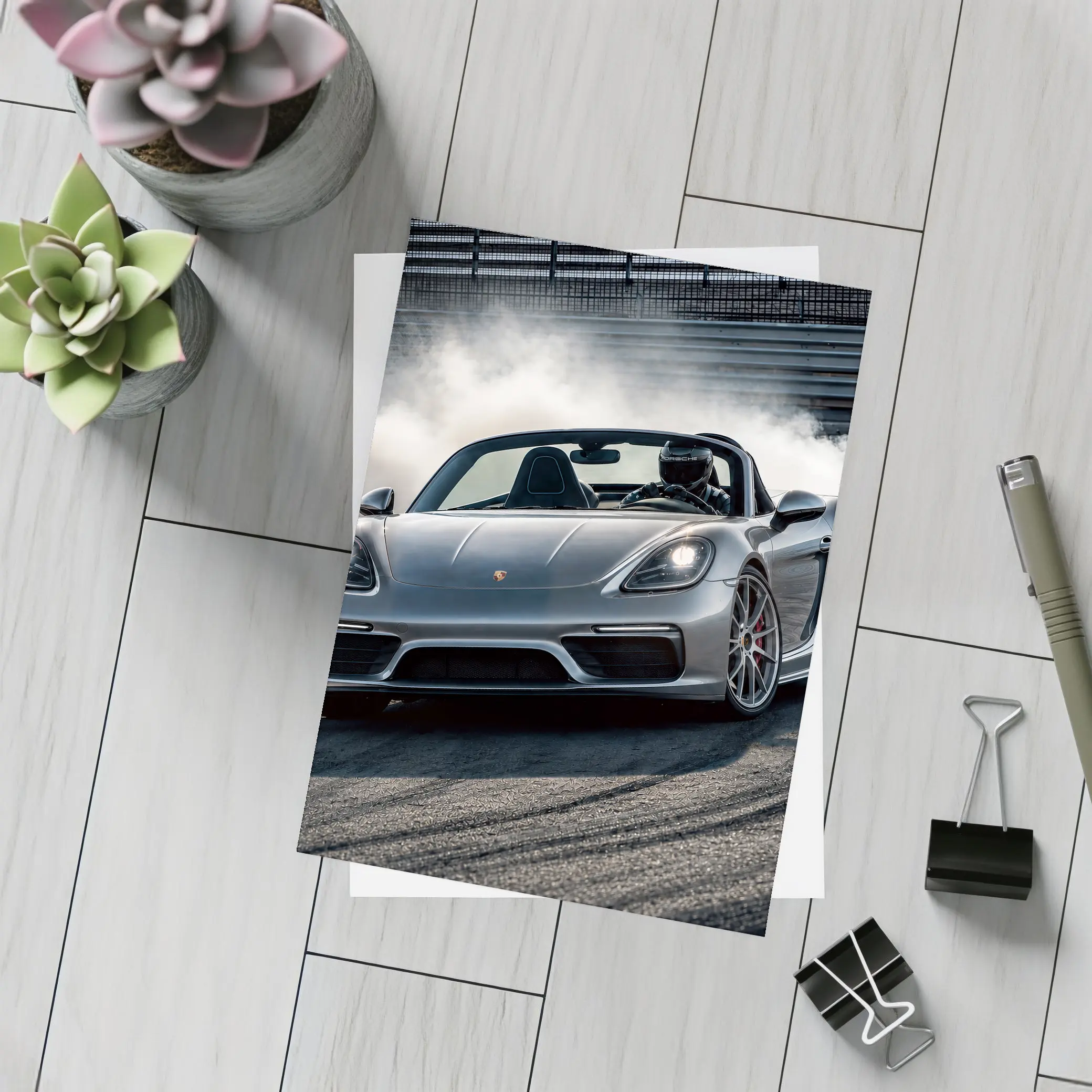 Porsche Boxster Drifting on Racing Track – Postcards