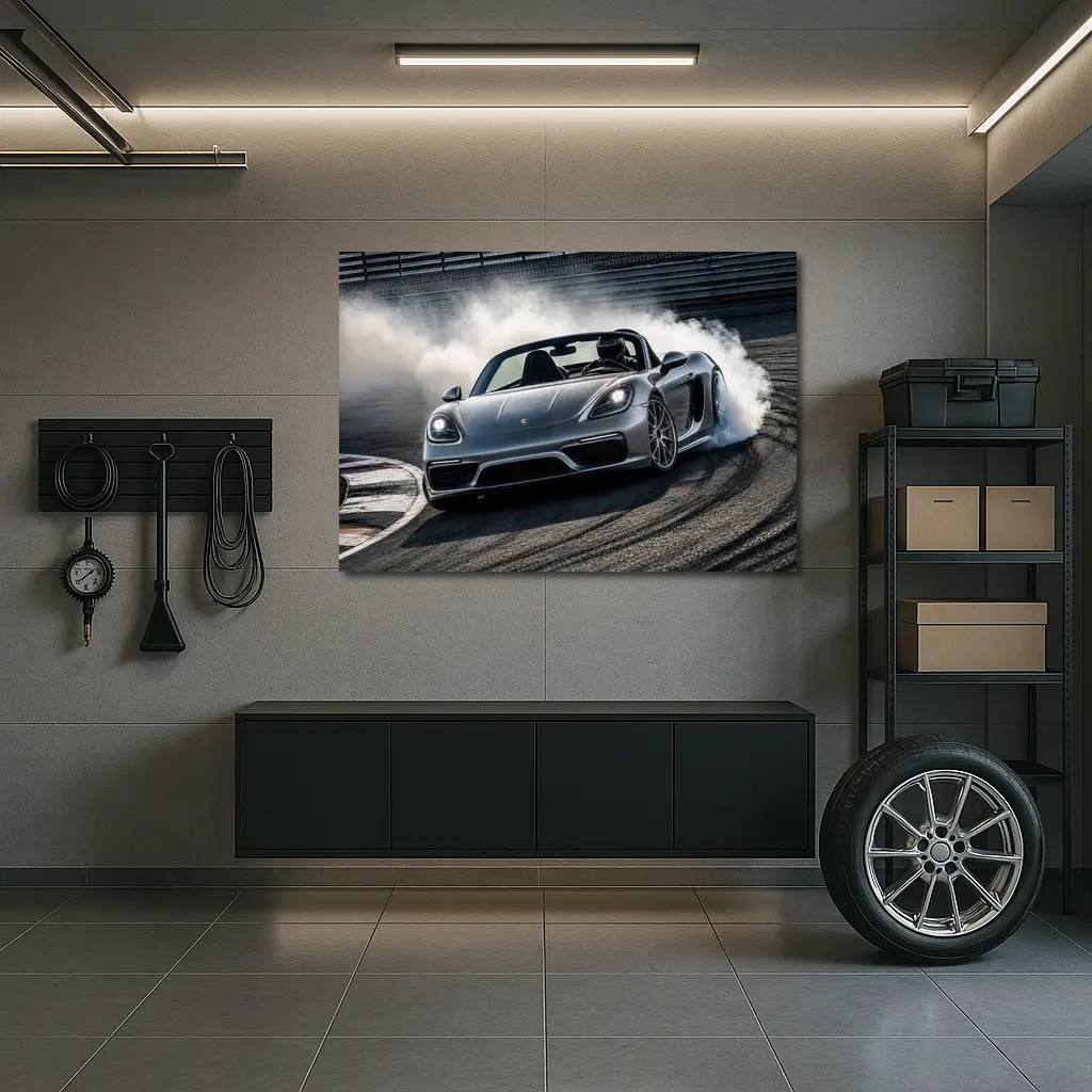 Porsche Boxster Drifting on Racing Track – Wall Art