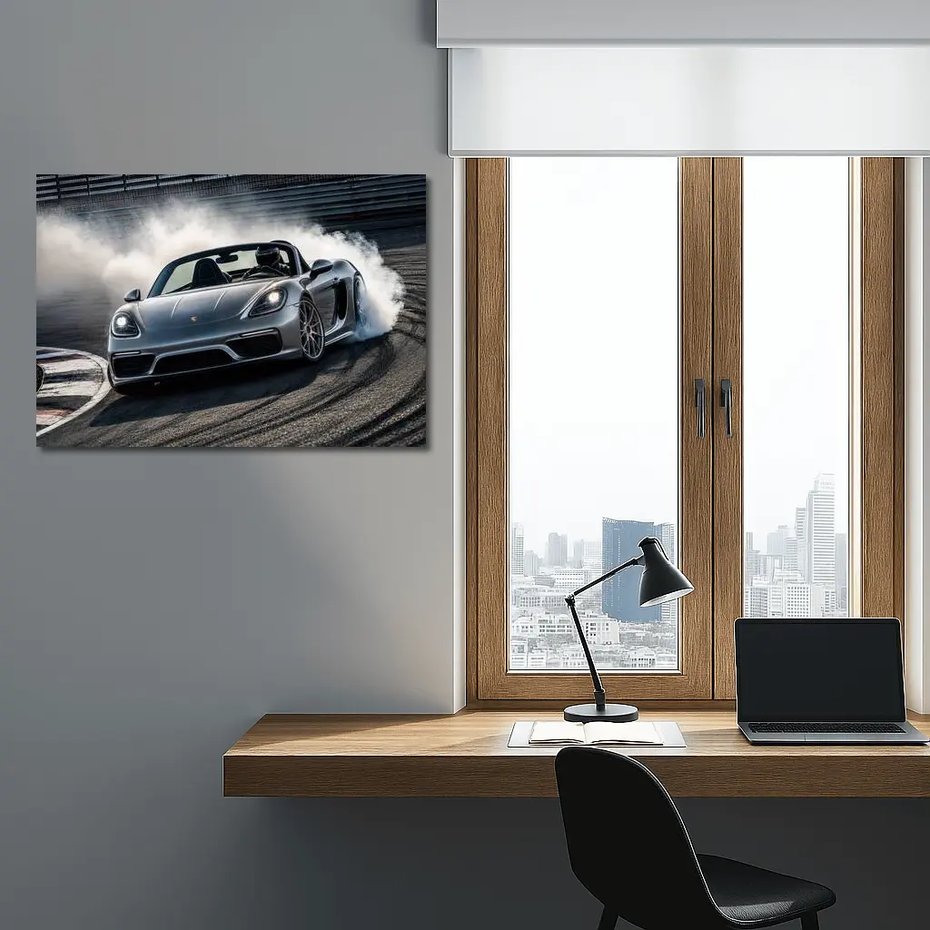 Porsche Boxster Drifting on Racing Track – Wall Art