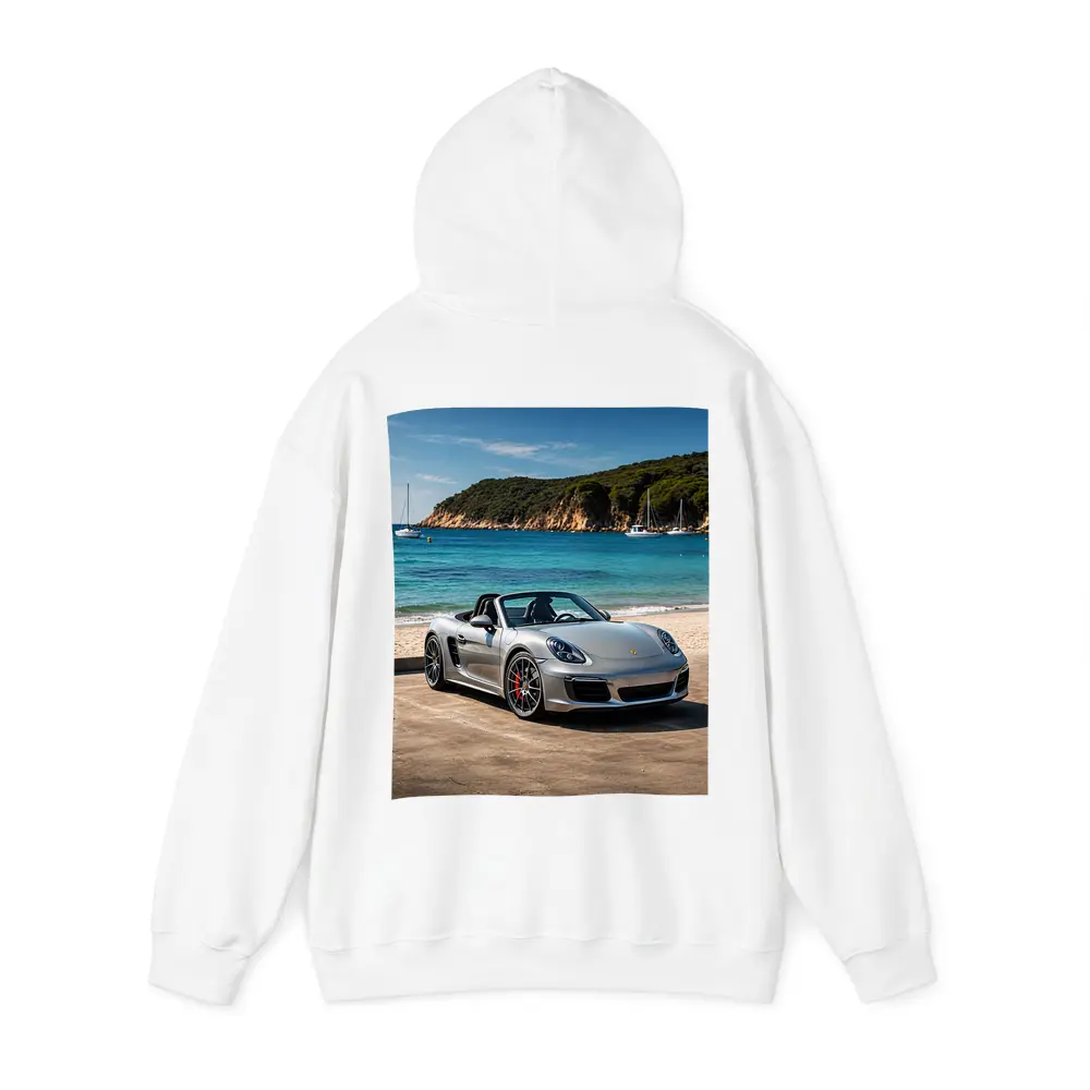 Porsche Boxster Silver Convertible Beach Setting – Hoodies