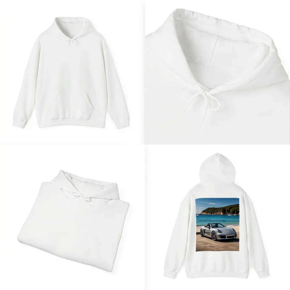 Porsche Boxster Silver Convertible Beach Setting – Hoodies