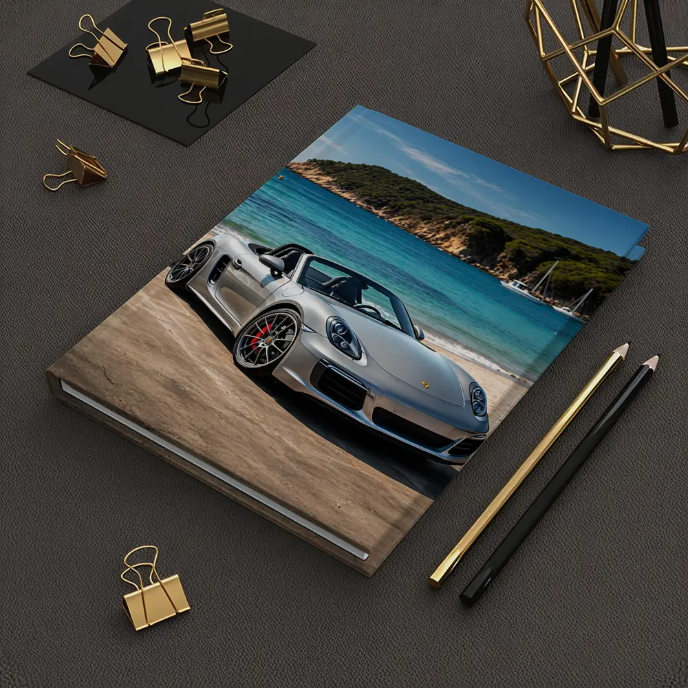 Porsche Boxster Silver Convertible Beach Setting – Notebooks