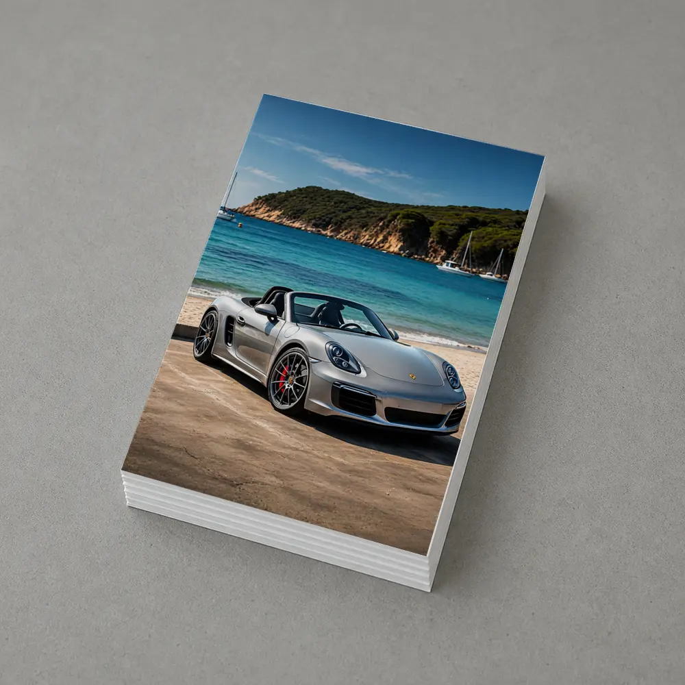 Porsche Boxster Silver Convertible Beach Setting – Postcards