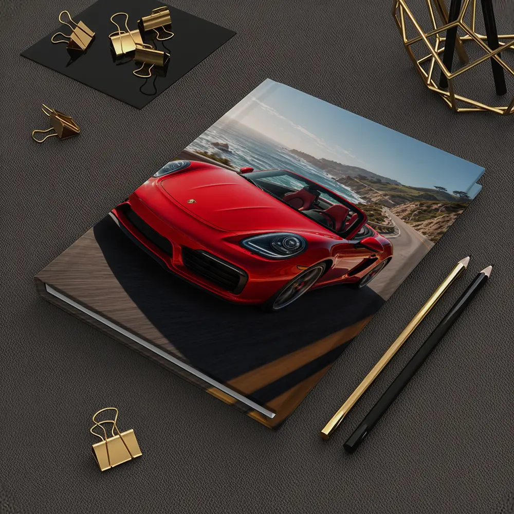 Red Porsche Boxster Speeding Coastal Highway – Notebooks