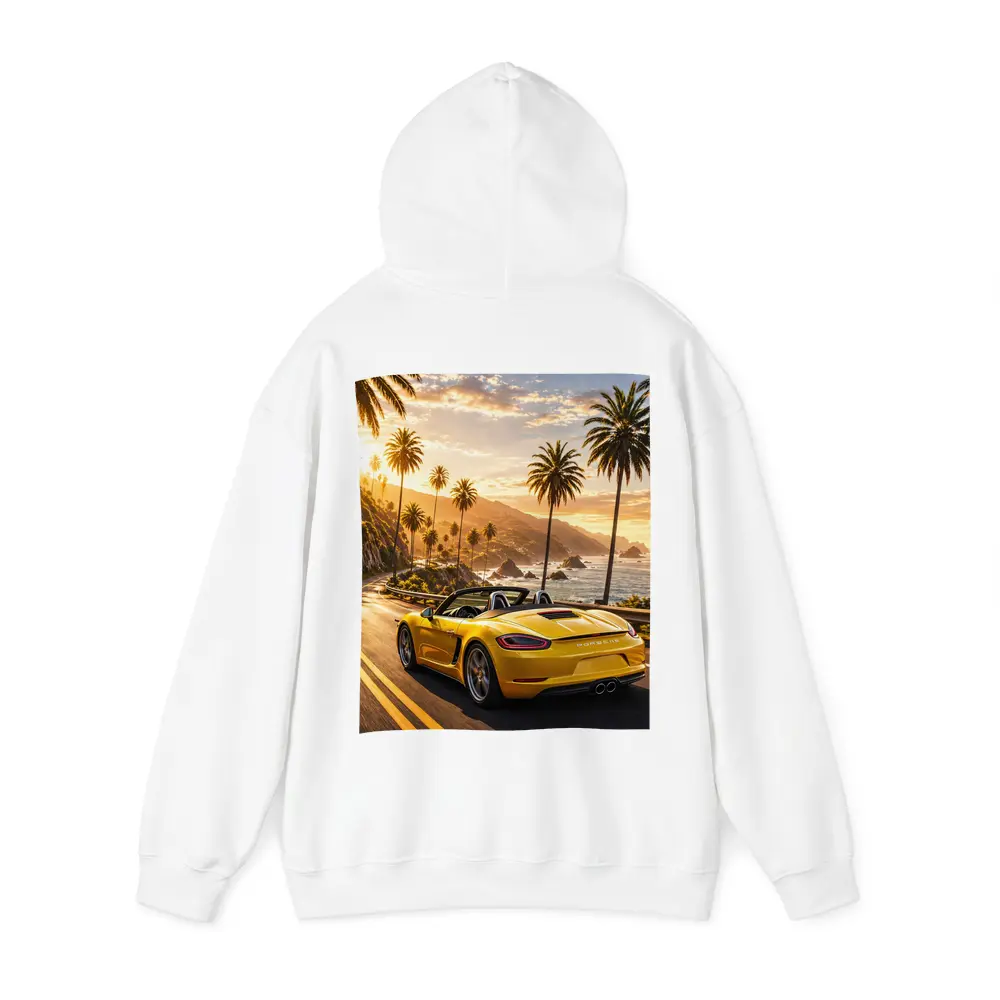 Porsche Boxster Yellow Coastal Road Sunset Drive – Hoodies