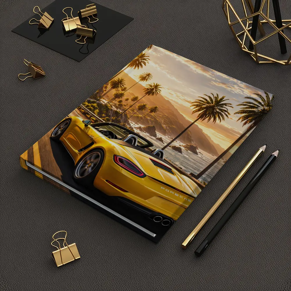 Porsche Boxster Yellow Coastal Road Sunset Drive – Notebooks