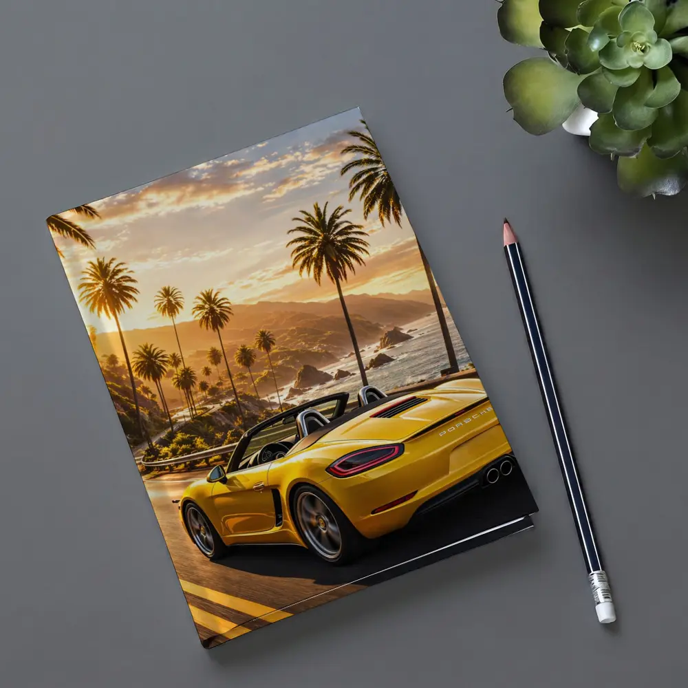 Porsche Boxster Yellow Coastal Road Sunset Drive – Notebooks