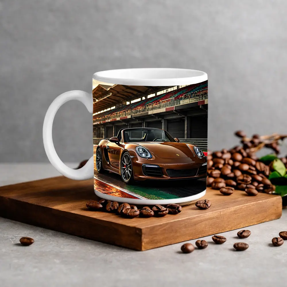 Porsche Boxster Brown Convertible Racing Track – Mugs