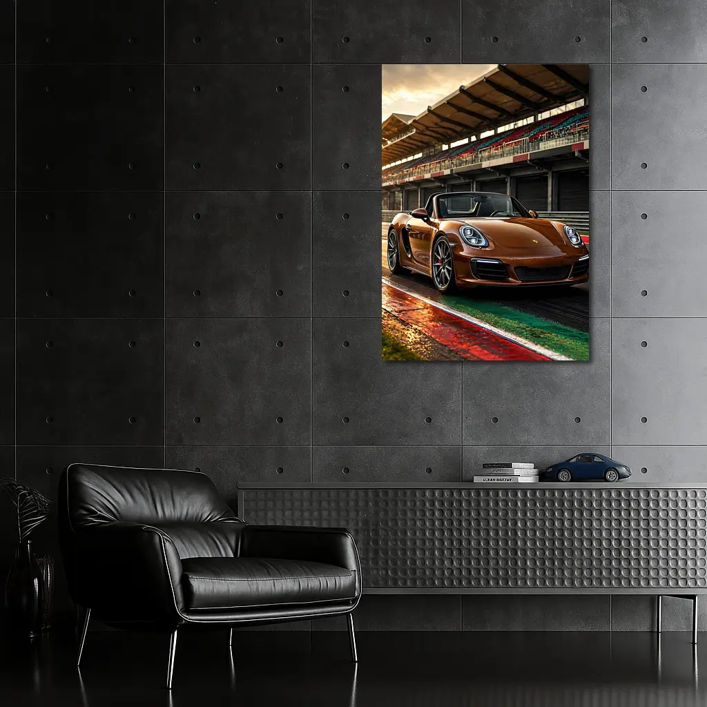 Porsche Boxster Brown Convertible Racing Track – Wall Art