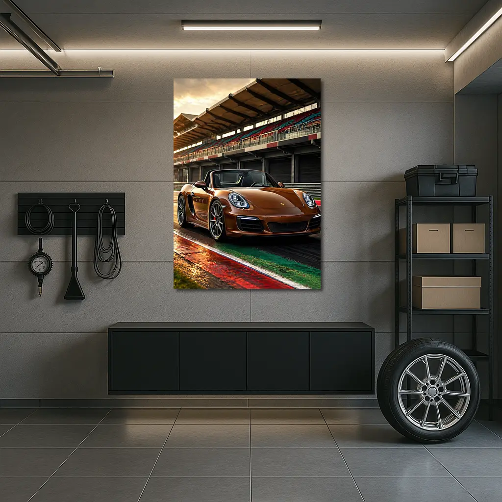 Porsche Boxster Brown Convertible Racing Track – Wall Art