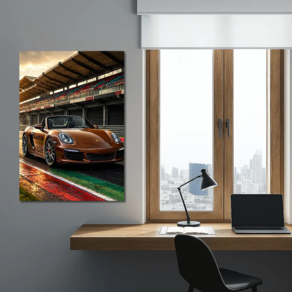 Porsche Boxster Brown Convertible Racing Track – Wall Art