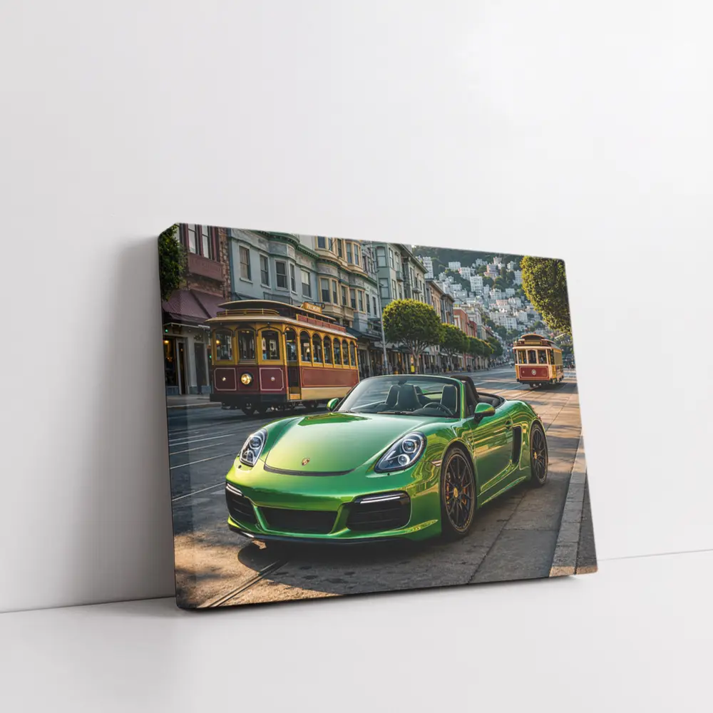 Green Porsche Boxster San Francisco City Streets – Wall Art