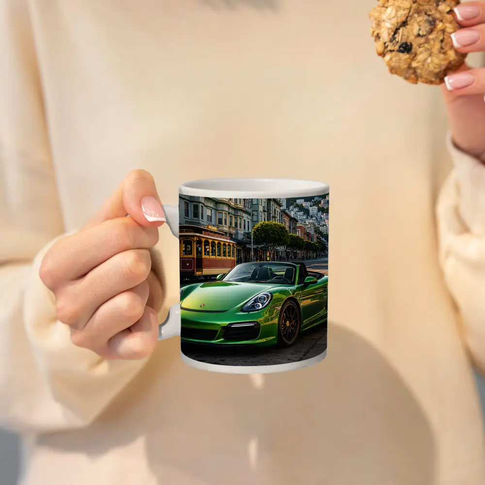 Green Porsche Boxster San Francisco City Streets – Mugs