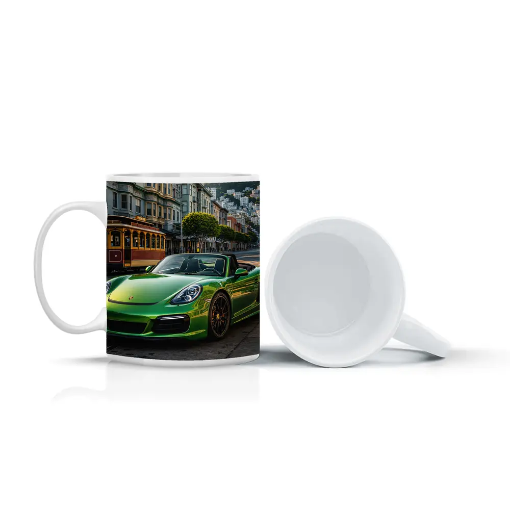 Green Porsche Boxster San Francisco City Streets – Mugs
