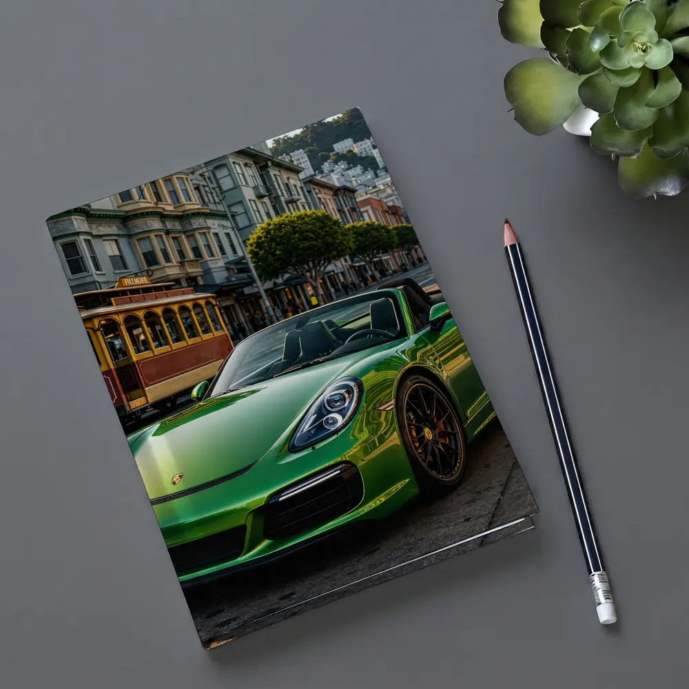 Green Porsche Boxster San Francisco City Streets – Notebooks